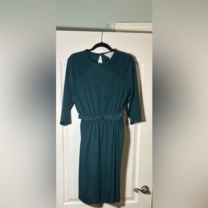 Vintage Blair Hunter Green Midi Dress w/ Belt | 12P | Classic Career